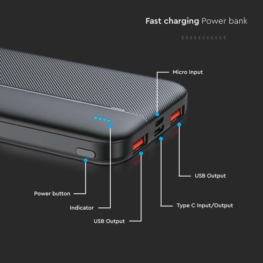 Power Bank Power Delivery 10000mAh/22,5W/5V crna