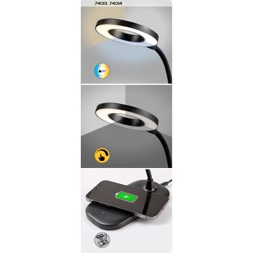 Rabalux - LED Prigušiva stolna lampa na dodir s bežičnim punjenjem LED/5W/5V 2700-6000K bijela