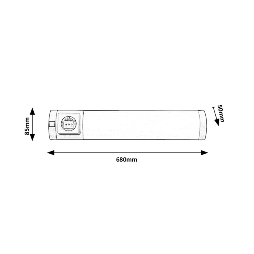 Rabalux - LED Podelementna svjetiljka s utičnicom LED/8W/230V 4000K 68 cm mat krom