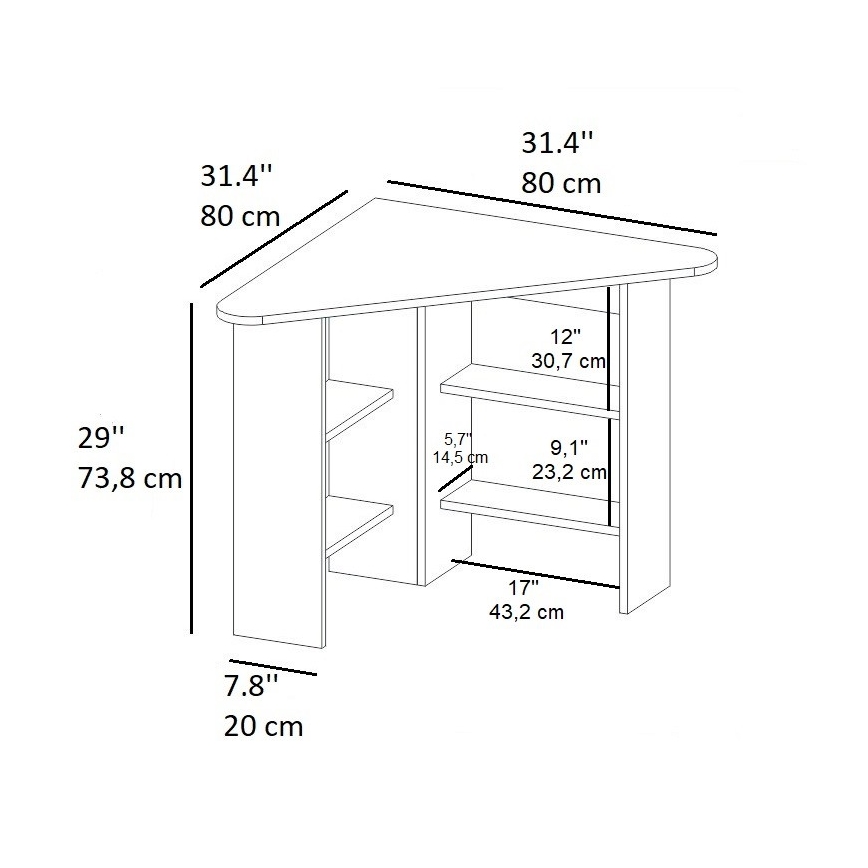 Radni stol CORNER 73,8x80 cm antracit