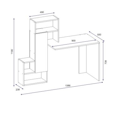 Radni stol s policom IRMAK 119x138,6 cm bijela/antracit