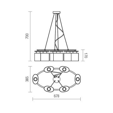 Redo 01-1031 - Luster na sajli SHAPE 6xE14/28W/230V