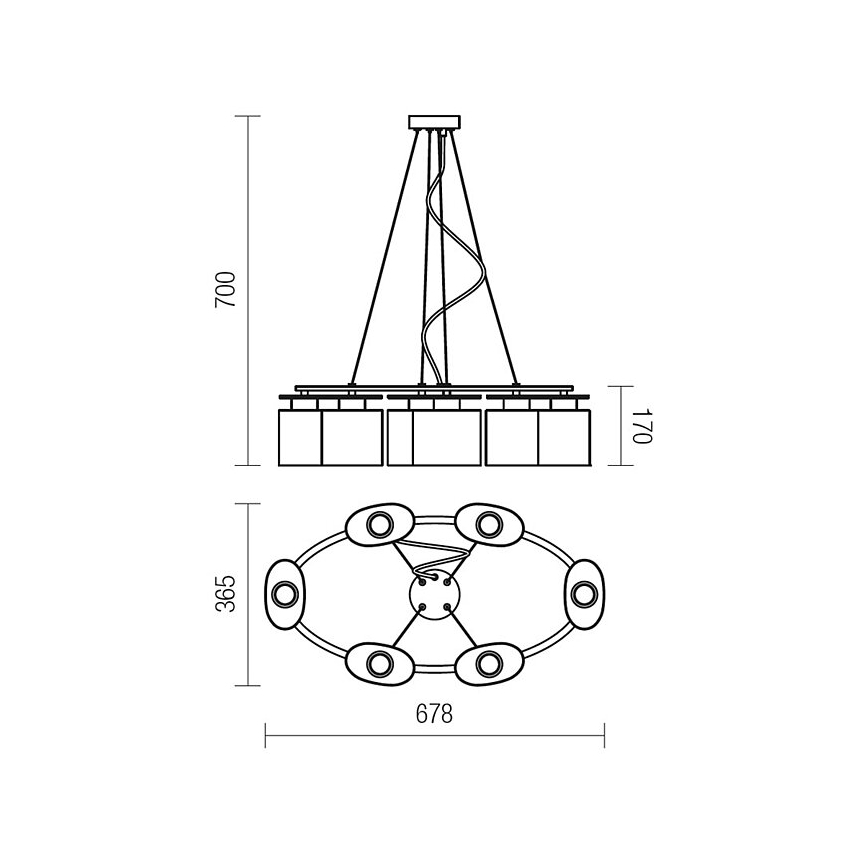 Redo 01-1031 - Luster na sajli SHAPE 6xE14/28W/230V