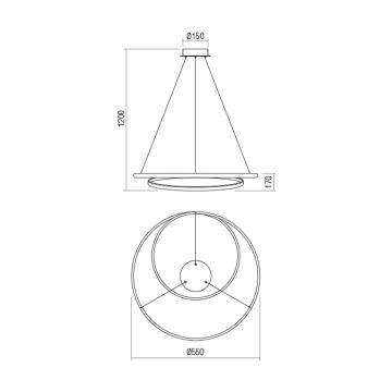 Redo 01-1793 - LED Prigušivi luster na sajli TORSION LED/29W/230V pr. 55 cm bijela