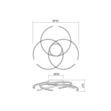 Redo 01-1801 - LED Prigušiva stropna svjetiljka ALIEN LED/60W/230V 3000K pr. 70 cm bijela