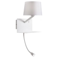 Redo 01-1807 - LED Zidna svjetiljka s fleksibilnom lampicom TOMO 1xE27/42W/230V + LED/3W/230V bijela
