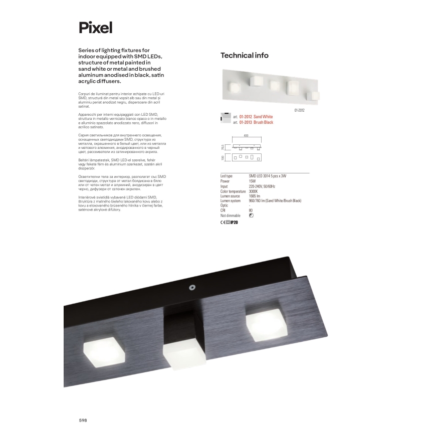 Redo 01-2015 - LED Stropna svjetiljka PIXEL LED/27W/230V 3000K 35x35 cm crna