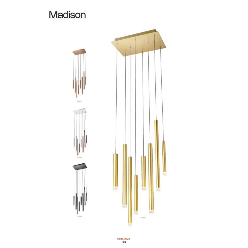 Redo 01-2046 - LED Luster na sajli MADISON 8xLED/4W/230V zlatna