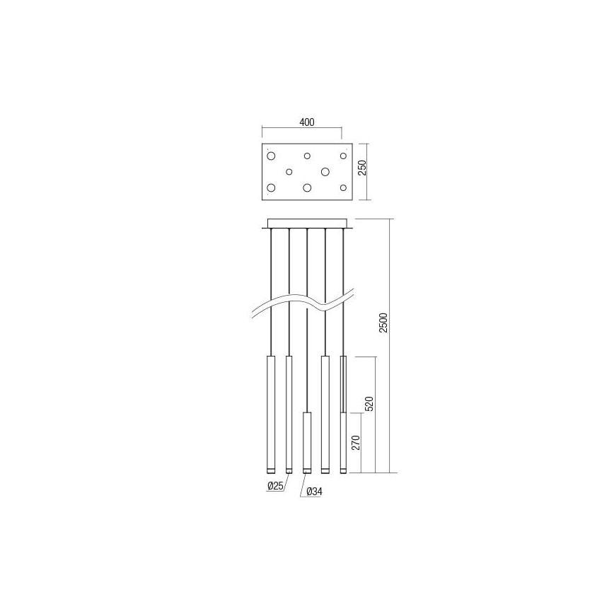 Redo 01-2046 - LED Luster na sajli MADISON 8xLED/4W/230V zlatna