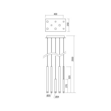 Redo 01-2049 - LED Luster na sajli MADISON 8xLED/4W/230V sjajni krom/crna/bakar