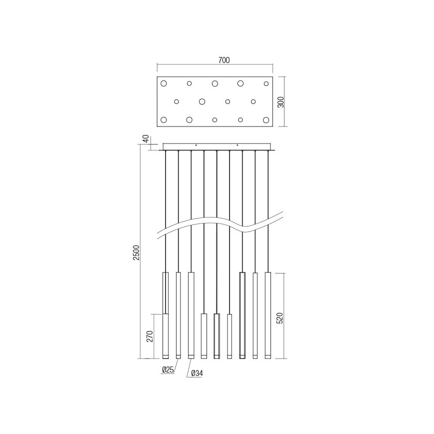 Redo 01-2054 - LED Luster na sajli MADISON 14xLED/4W/230V zlatna