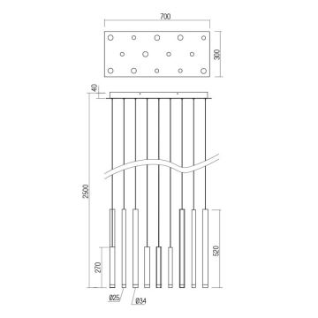 Redo 01-2057 - LED Luster na sajli MADISON 14xLED/4W/230V sjajni krom/crna/bakar