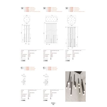 Redo 01-2058 - LED Luster na sajli MADISON 16xLED/4W/230V zlatna