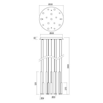 Redo 01-2058 - LED Luster na sajli MADISON 16xLED/4W/230V zlatna