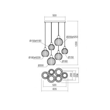 Redo 01-2068 - Luster na sajli PLUMEN 6xE14/42W/230V bijela