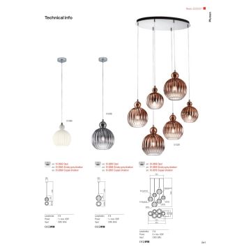 Redo 01-2070 - Luster na sajli PLUMEN 6xE14/42W/230V bakar