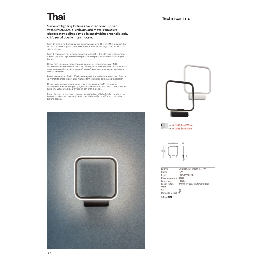 Redo 01-2098 - LED Prigušivi luster na sajli THAI LED/66W/230V 3000K crna