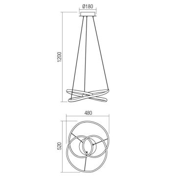 Redo 01-2190 - LED Prigušivi luster na sajli SINTRA LED/40W/230V