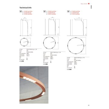 Redo 01-2202 - LED Luster na sajli UNION LED/34W/230V 3000K pr. 60 cm bijela