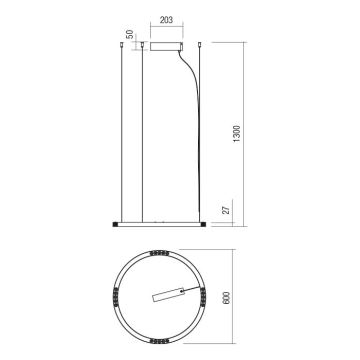 Redo 01-2202 - LED Luster na sajli UNION LED/34W/230V 3000K pr. 60 cm bijela