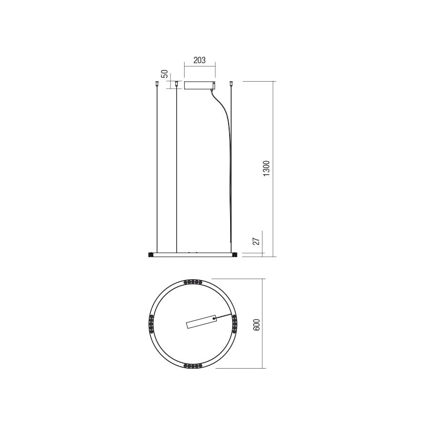 Redo 01-2202 - LED Luster na sajli UNION LED/34W/230V 3000K pr. 60 cm bijela