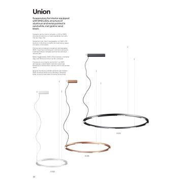 Redo 01-2208 - LED Luster na sajli UNION LED/68W/230V 3000K pr. 120 cm bijela