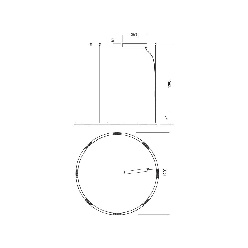 Redo 01-2208 - LED Luster na sajli UNION LED/68W/230V 3000K pr. 120 cm bijela