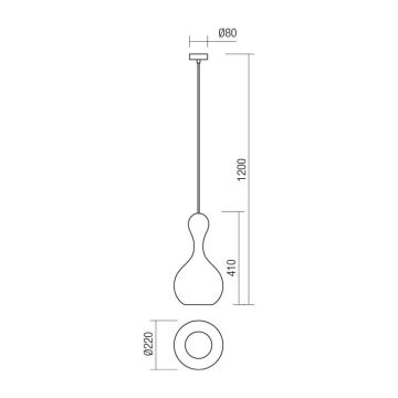 Redo 01-2260 - Luster na sajli LOB 1xE27/42W/230V pr. 22 cm bakar