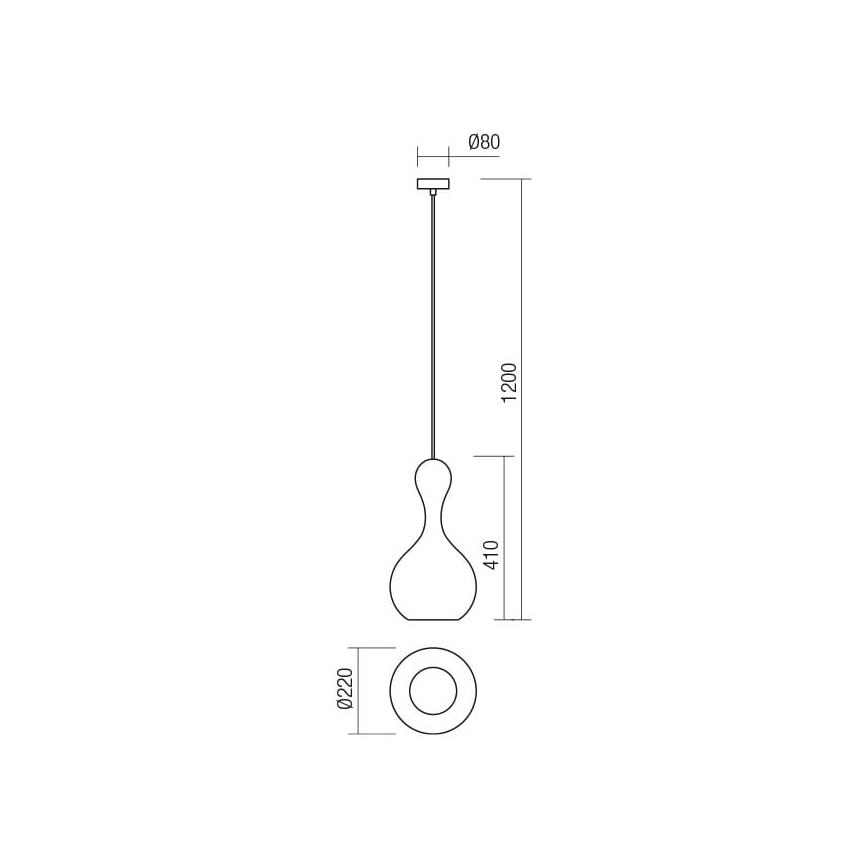 Redo 01-2260 - Luster na sajli LOB 1xE27/42W/230V pr. 22 cm bakar