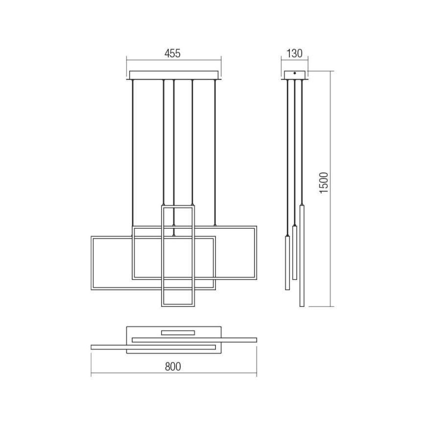 Redo 01-2315 - LED Prigušivi luster na sajli PLANA LED/60W/230V crna