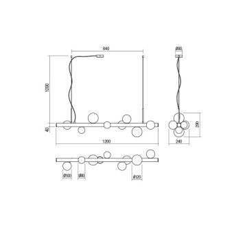 Redo 01-2377 - Luster na sajli GOJI 8xG9/28W/230V crna