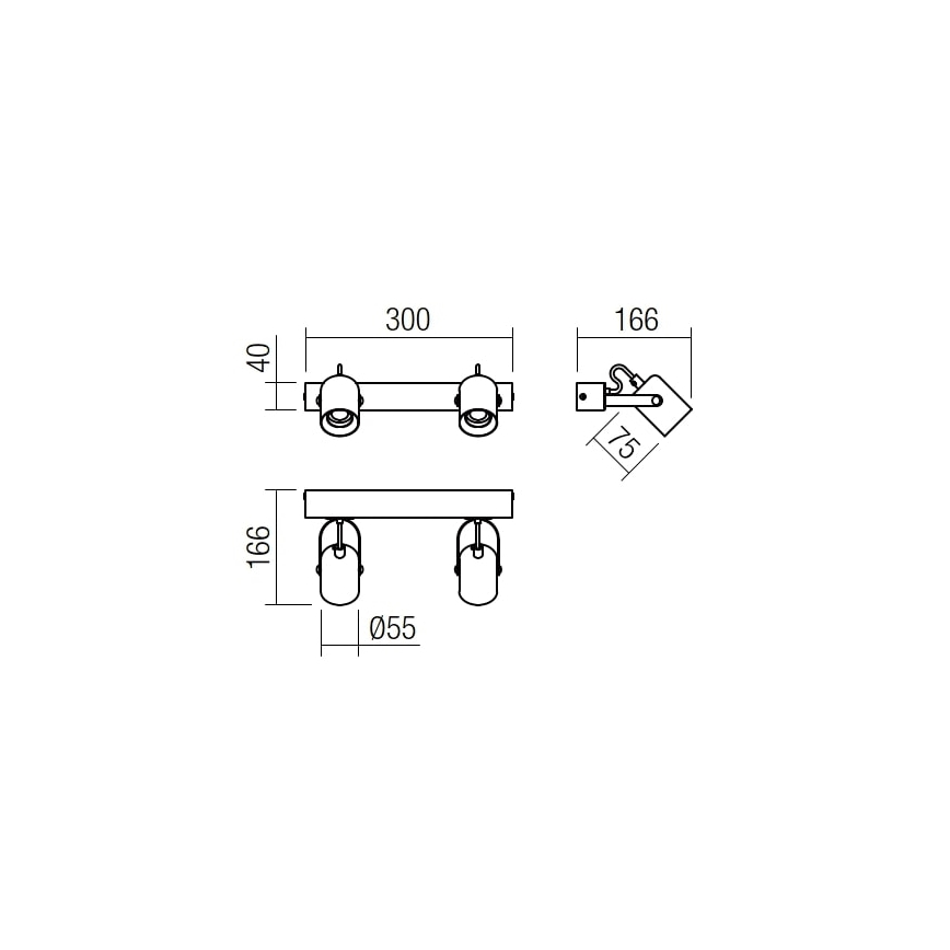 Redo 01-2416 - Zidna svjetiljka TAFFI 2xE27/42W/230V crna/bukva