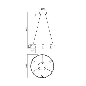 Redo 01-2490 - LED Luster na sajli SUMMIT LED/38W/230V CRI 90 pr. 61,6 cm zlatna