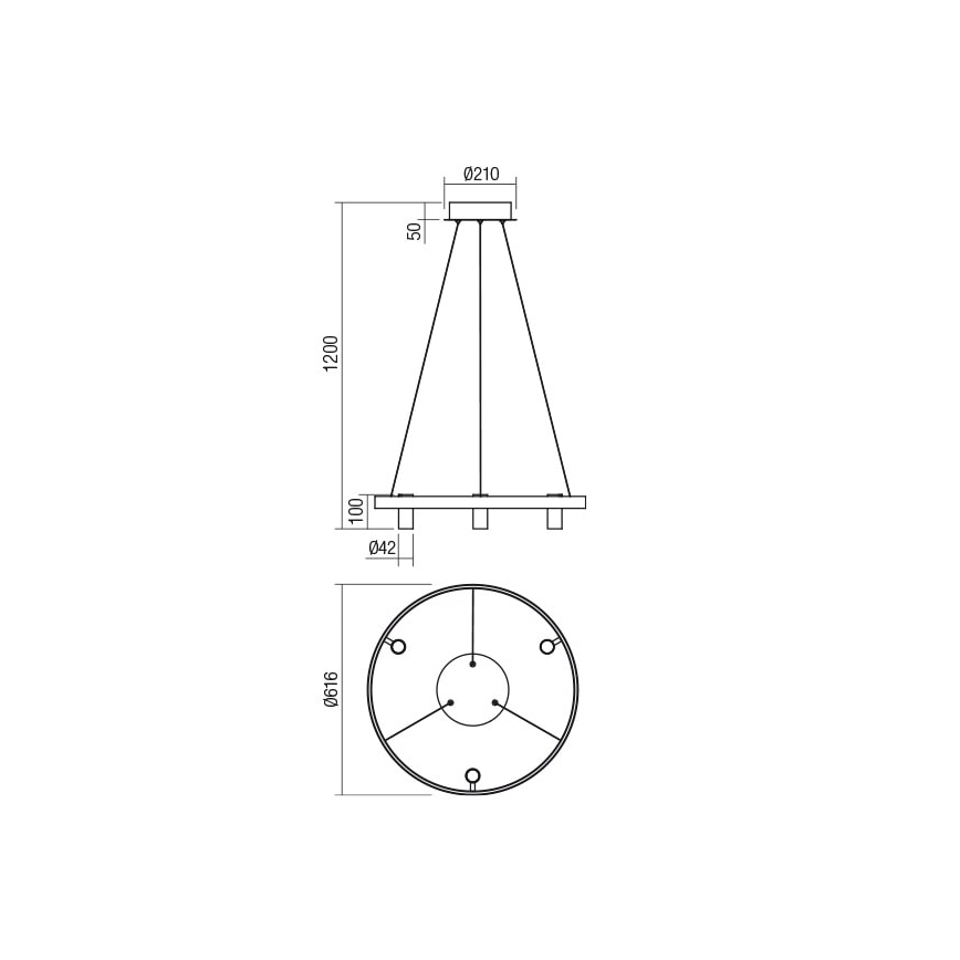 Redo 01-2490 - LED Luster na sajli SUMMIT LED/38W/230V CRI 90 pr. 61,6 cm zlatna