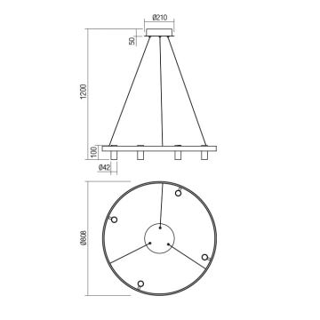 Redo 01-2492 - LED Luster na sajli SUMMIT LED/53,5W/230V CRI 90 pr. 80,8 cm zlatna