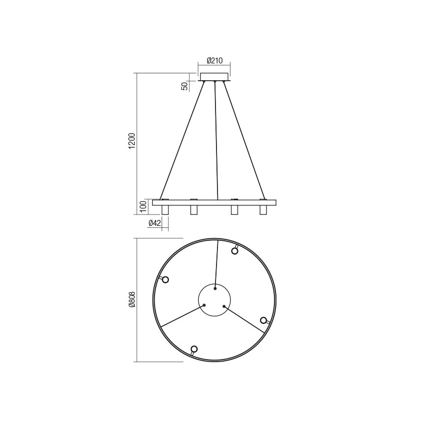 Redo 01-2492 - LED Luster na sajli SUMMIT LED/53,5W/230V CRI 90 pr. 80,8 cm zlatna