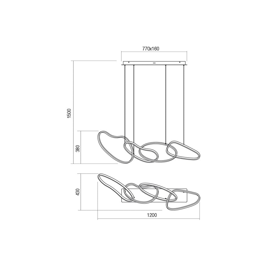 Redo 01-2596 - LED Prigušivi luster na sajli BIAS LED/87,4W/230V 3000K crna