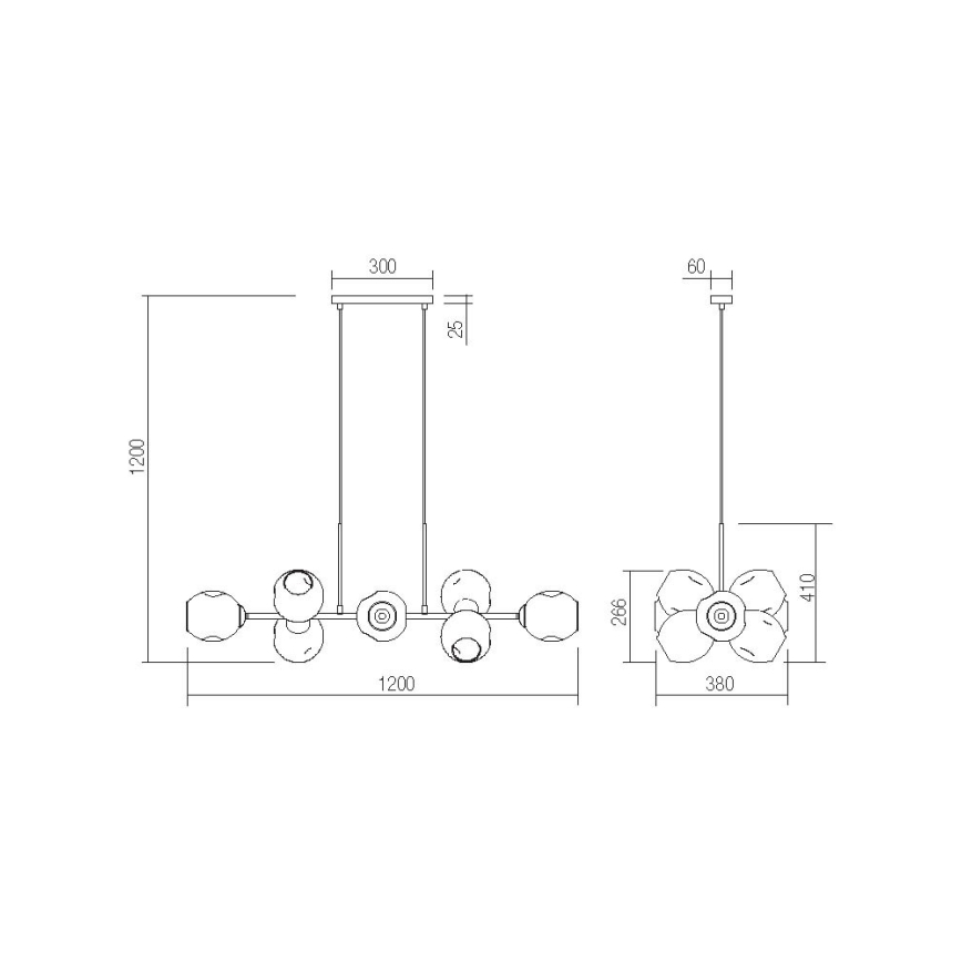 Redo 01-2622 - Luster na sajli PIERCE 8xE27/42W/230V crna