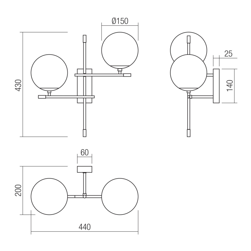 Redo 01-2946 - Zidna svjetiljka ESSENTIAL 2xE14/28W/230V