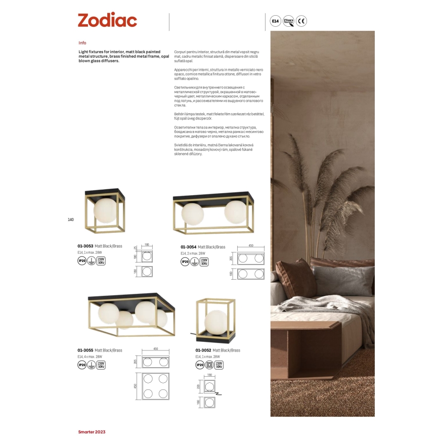 Redo 01-3052 - Stolna lampa ZODIAC 1xE14/28W/230V