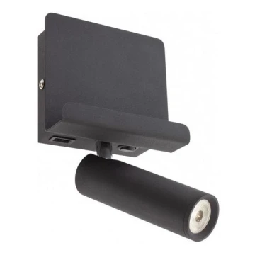 Redo 01-3084 - LED Zidna reflektorska svjetiljka PANEL LED/3,5W/230V USB crna