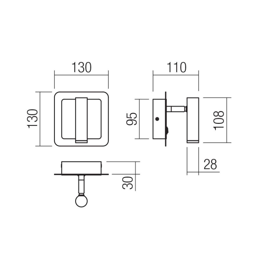 Redo 01-3092 - LED Zidna reflektorska svjetiljka CLOSER LED/6W/230V crna