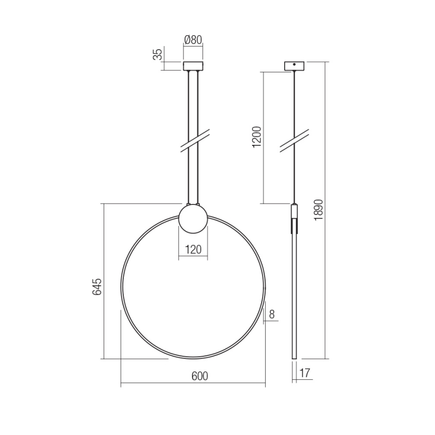 Redo 01-3107 - LED Luster na sajli ATOM LED/20W/230V pr. 60 cm