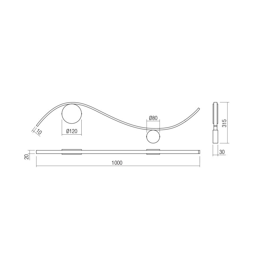 Redo 01-3113 - LED Zidna svjetiljka WAVE LED/11W/230V crna