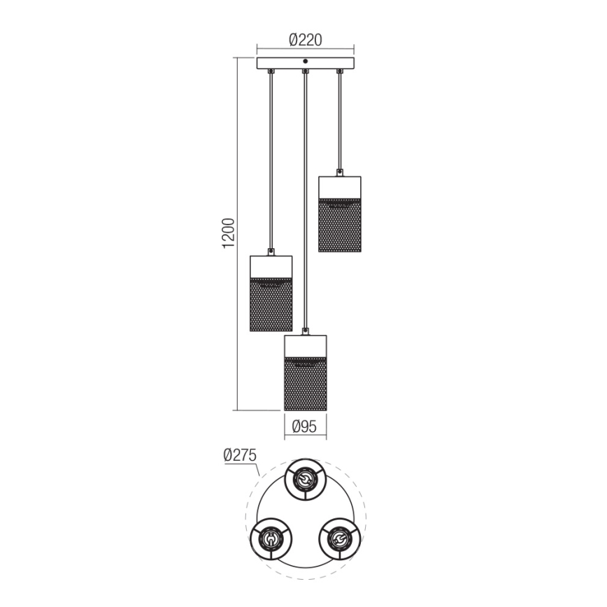 Redo 01-3142 - Luster na sajli STEM 3xE27/42W/230V