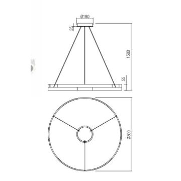 Redo 01-3176 - LED Prigušivi luster na sajli CASTLE LED/45W/230V crna