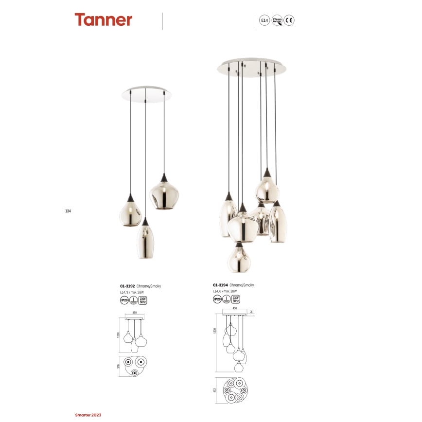 Redo 01-3192 - Luster na sajli TANNER 3xE14/28W/230V