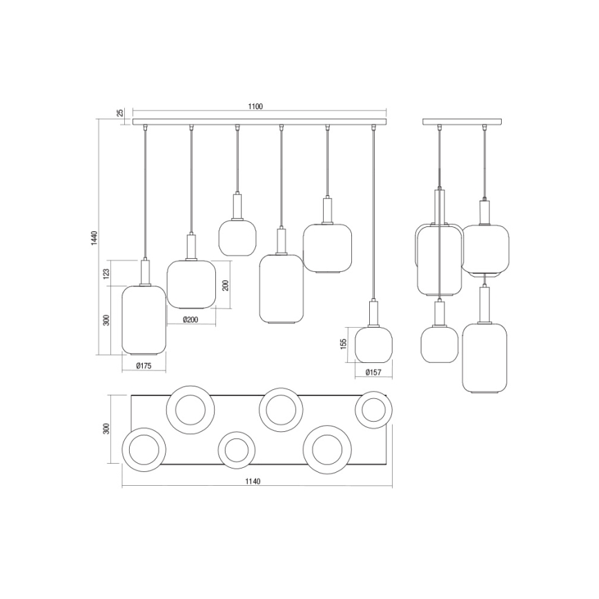 Redo 01-3215 - Luster na sajli BRINA 6xE27/23W/230V