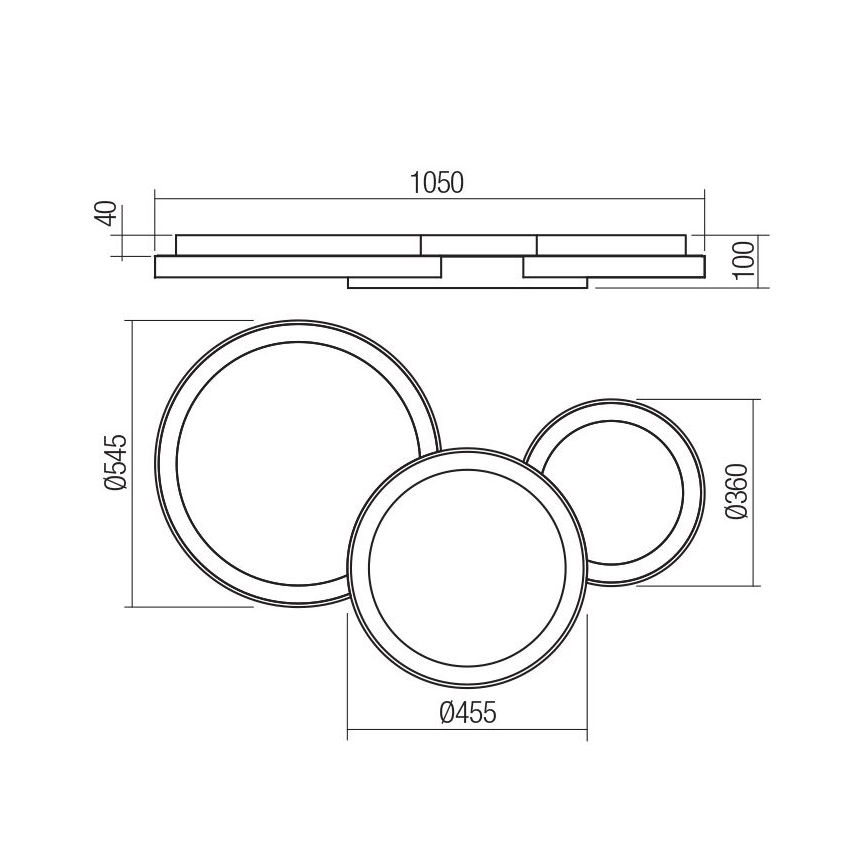 Redo 01-3375 - LED Prigušiva stropna svjetiljka COMBI LED/72W/230V 3000/4000/6000K CRI98 crna