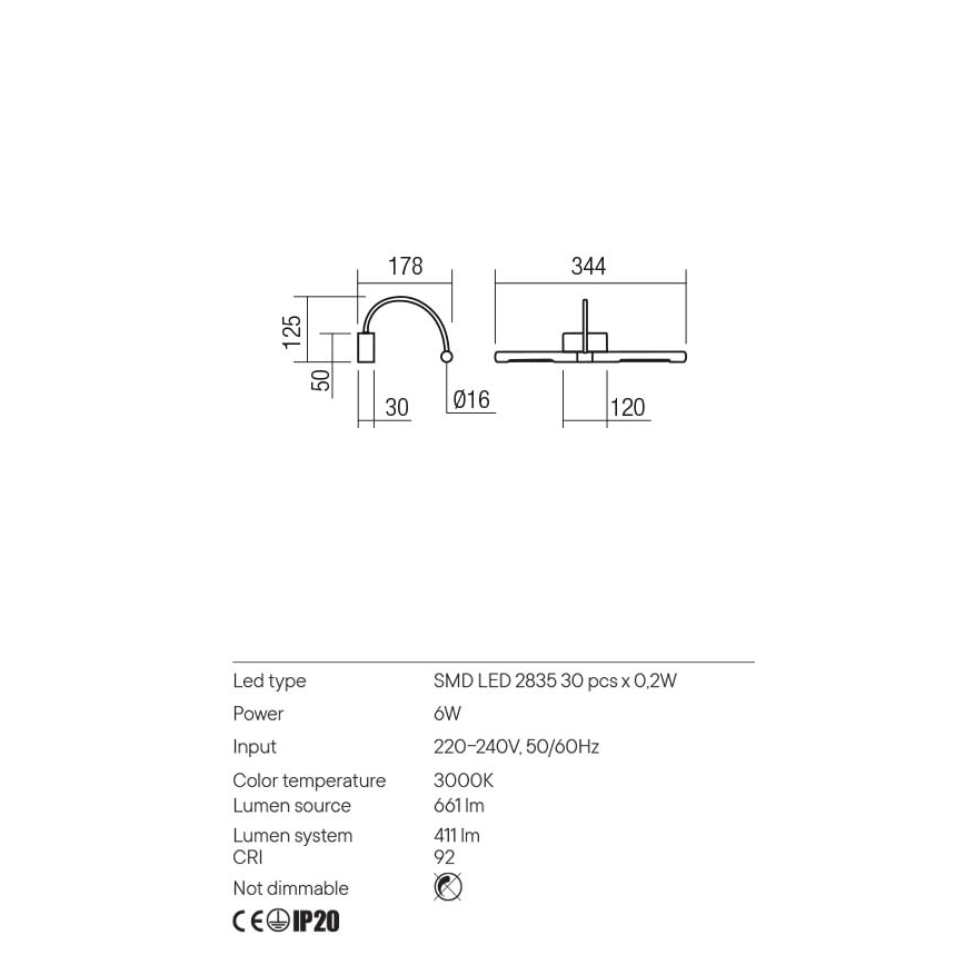 Redo 01-3465 - LED Svjetiljka za slike KENDO LED/6W/230V 34,4 cm CRI 92 crna